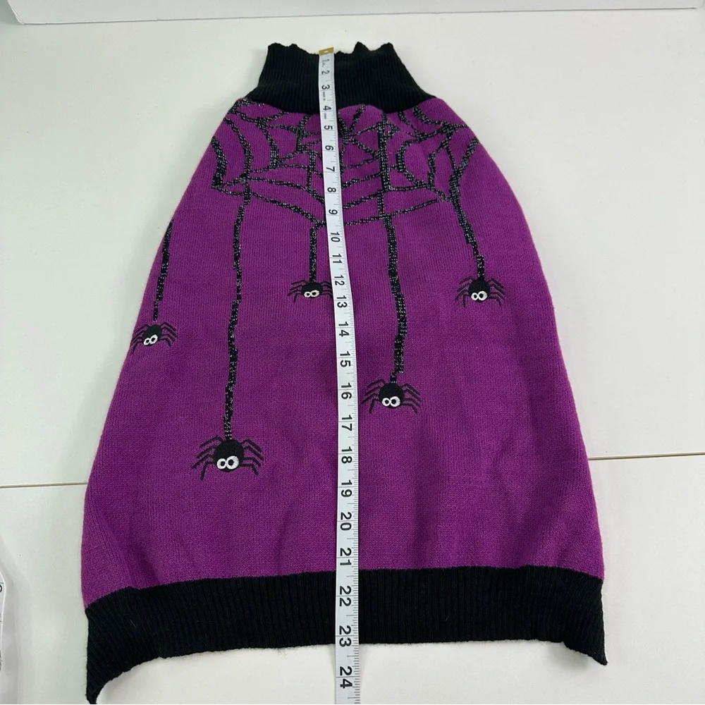 Kyeese Wear Purple and Black Dog Sweater Size XXL Silver Spider Web Design